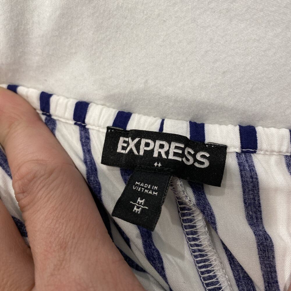 Express Dress Womens Medium Sundress Mini Sleeveless Blue White Striped - Picture 4 of 4